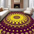 Bold Yellow Sunflower Mandala Design Rug