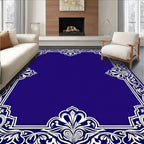 Elegant White Scrollwork Border Design Rug