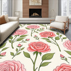 Pink Floral Stem Pattern Rug