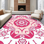 Vibrant Pink Floral Mandala Design Rug