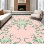 Pastel Floral Swirls Pattern Design Rug