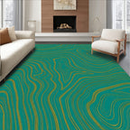 Abstract Teal Gold Swirl Rug