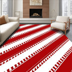 Diagonal Red White Stripe Pattern Rug