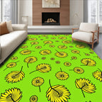 Yellow Floral And Leaf Pattern Rug