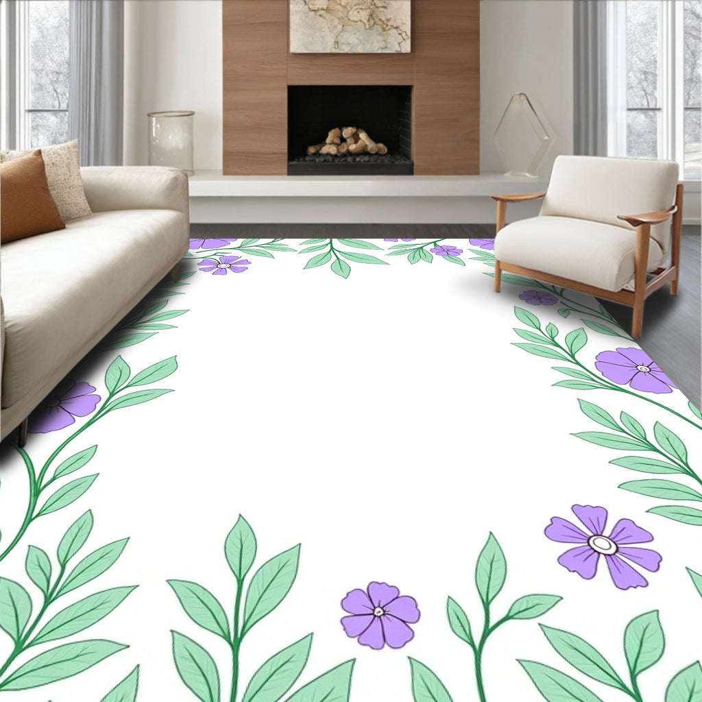 Purple Floral Vine Pattern Rug