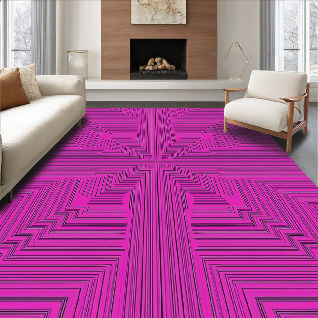 Bold Geometric Maze Pattern Rug