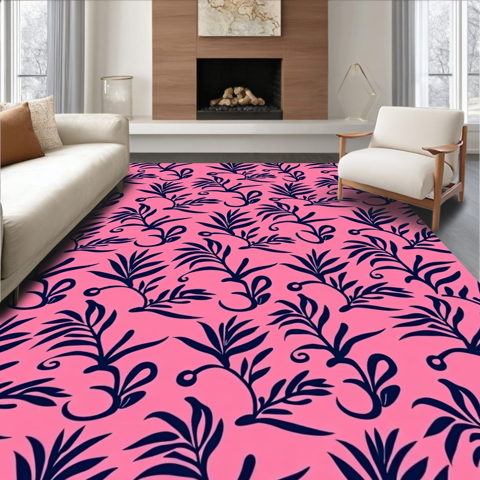 Bold Floral Vine Patterned Rug