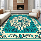 Intricate Teal Floral Medallion Rug