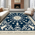Classic Navy Floral Medallion Rug
