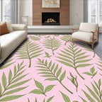 Elegant Green Leaf Pattern Accent Rug