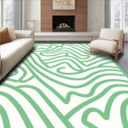 Flowing Green Abstract Organic Lines Rug
