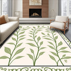 Elegant Green Leaf Vine Pattern Rug
