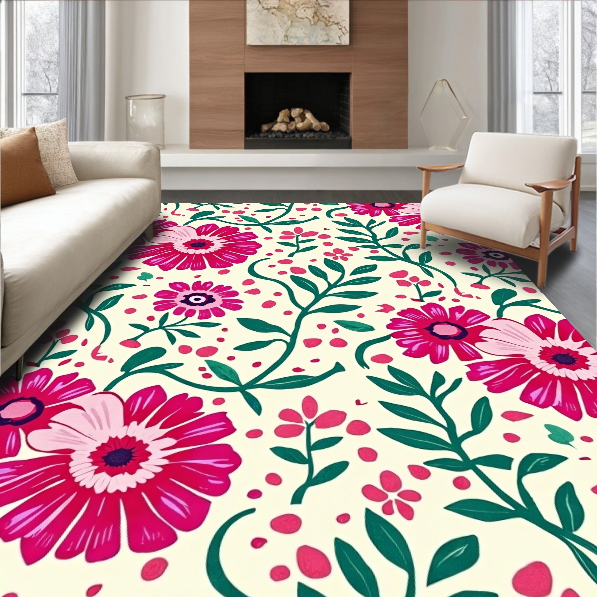 Vibrant Floral Pattern Rug