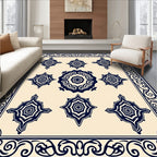Navy Floral Starburst Pattern Rug