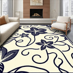 Navy Floral Vine Abstract Design Rug