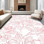 Elegant Pink Floral Swirl Pattern Rug