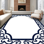 Elegant Ornate Dark Blue Scrollwork Rug