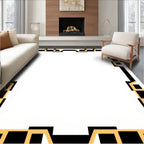 Modern Black Gold Geometric Frame Rug