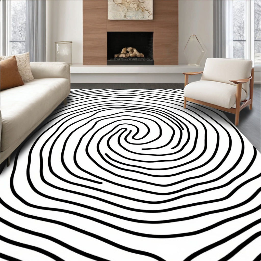 Concentric Line Swirl Pattern Rug