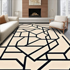 Modern Geometric Black Outline Rug