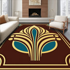 Art Deco Fan Pattern Brown Gold Rug