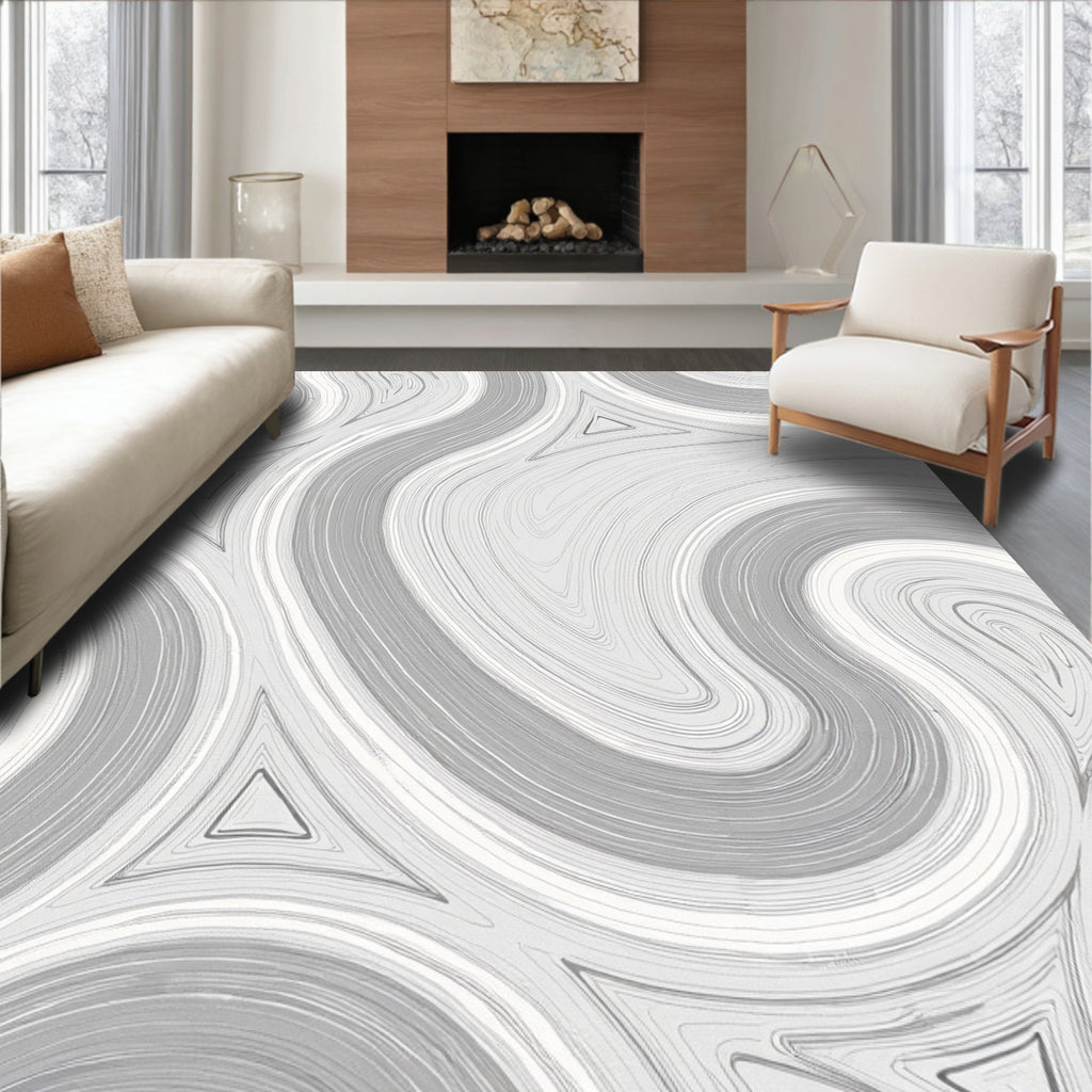 Monochromatic Swirl Pattern Rug