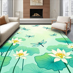 Dragonfly And Lotus Flower Pattern Rug