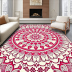 Crimson Mandala Style Floral Design Rug
