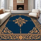 Ornate Gold Naval Floral Pattern Rug