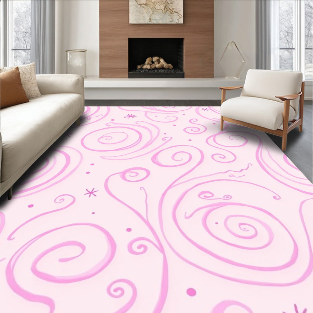 Sweet Swirls And Stars Pattern Rug