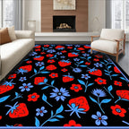Red Strawberry Floral Pattern Rug
