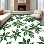 Green Red Poinsettia Leaf Star Rug