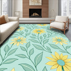 Yellow Floral Vine Pattern Rug