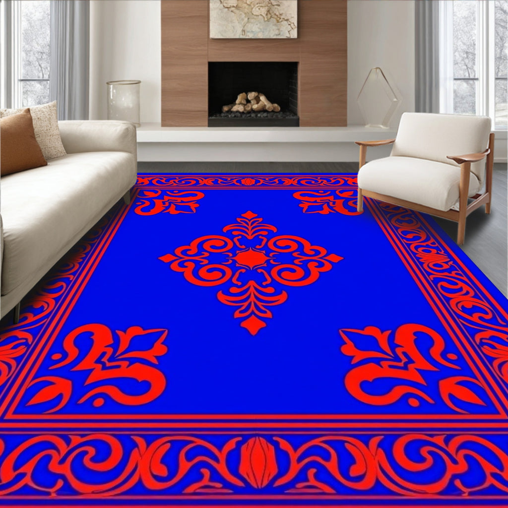 Ornate Paisley Scrollwork Royal Rug