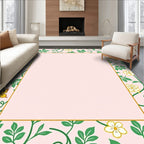 Pink Floral Butterfly Patterned Rug
