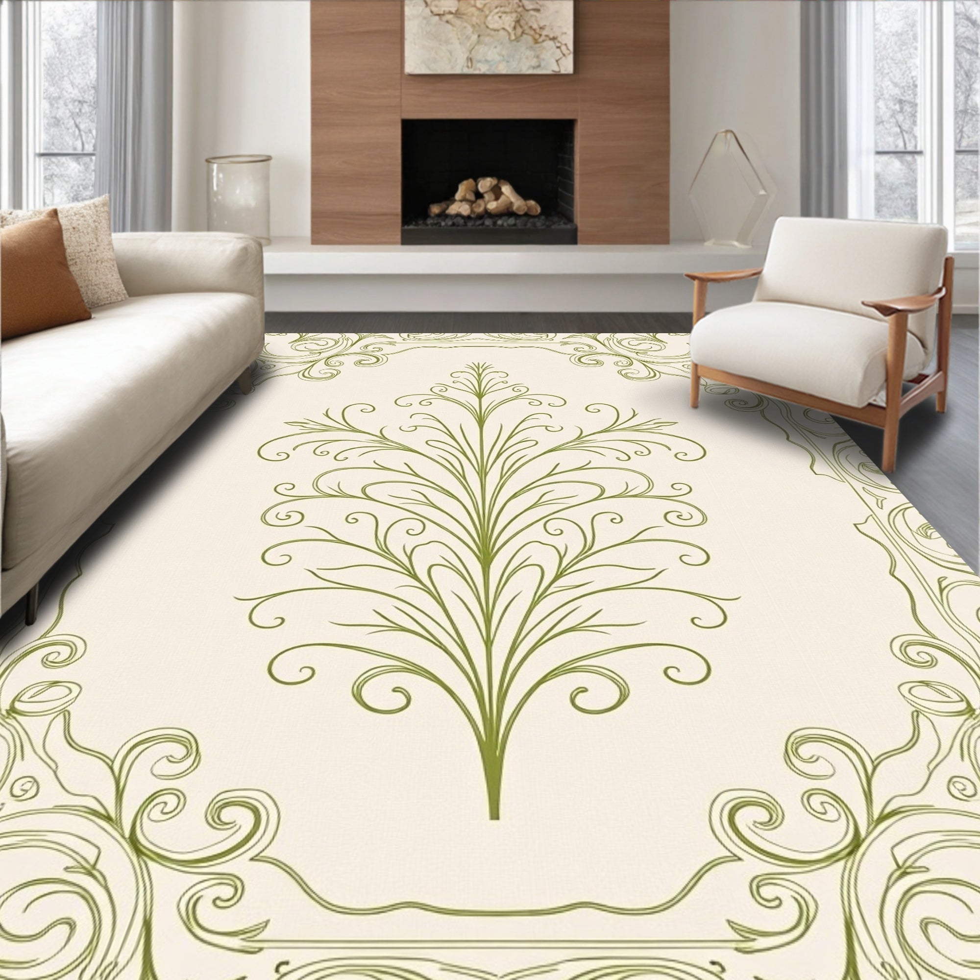 Classic Floral Scrollwork Design Rug