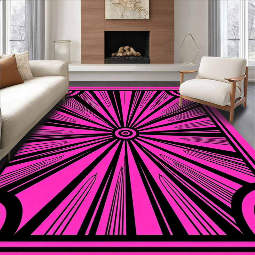 Bold Geometric Sunburst Design Rug