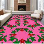 Pink Floral Holly Berry Garland Rug
