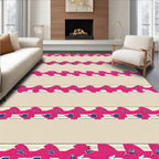 Bold Fuchsia Geometric Striped Design Rug