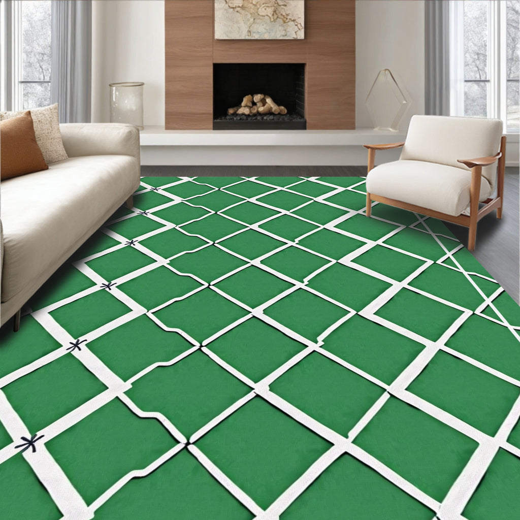 Green Diamond Net Pattern Rug