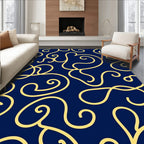 Navy Gold Swirl Pattern Rug
