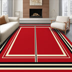 Bold Red Geometric Stripe Rug