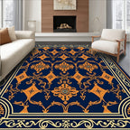 Ornate Golden Floral Pattern Rug