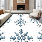 Blue Icy Snowflake Motif Rug