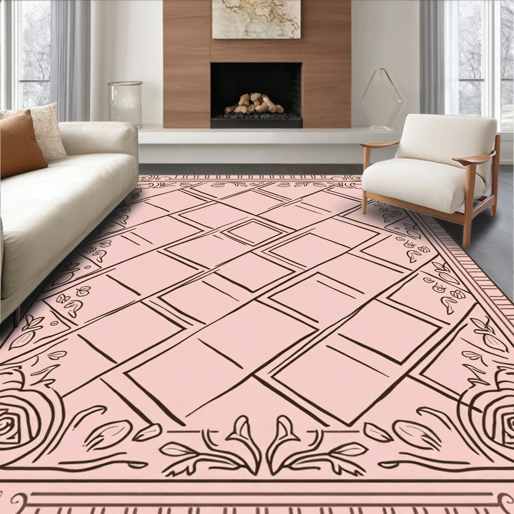 Ornate Vine Geometric Pastel Rug