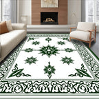 Dark Green Floral Medallion Pattern Rug