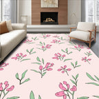 Pink Botanical Sketch Pattern Rug