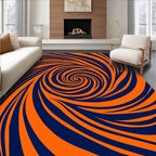 Orange Navy Swirl Pattern Rug