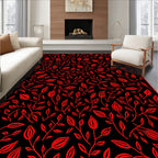 Red Floral Vines Pattern Rug