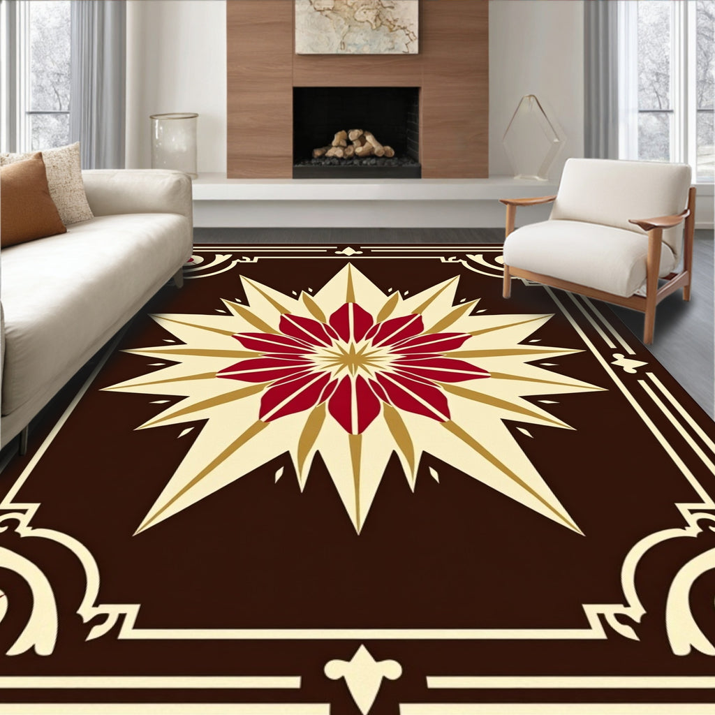 Radiant Starburst Floral Pattern Rug